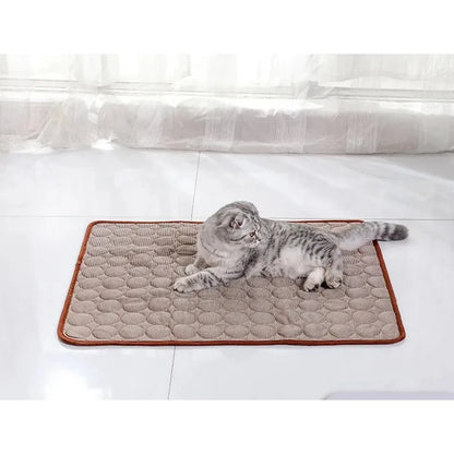 Pet Cooling Mat for Dogs and Cats, Breathable Dog Bed for Summer with Ice Silk Mat Ice Silk Pet Mat for Cats and Dogs