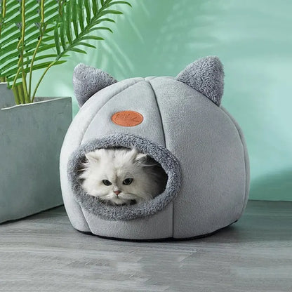 Cute Cat Head Shape House – Comfortable and Warm Sleep Cave with Non-Slip Semi-Closed Design for All Seasons