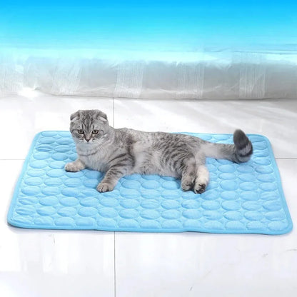 Pet Cooling Mat for Dogs and Cats, Breathable Dog Bed for Summer with Ice Silk Mat Ice Silk Pet Mat for Cats and Dogs